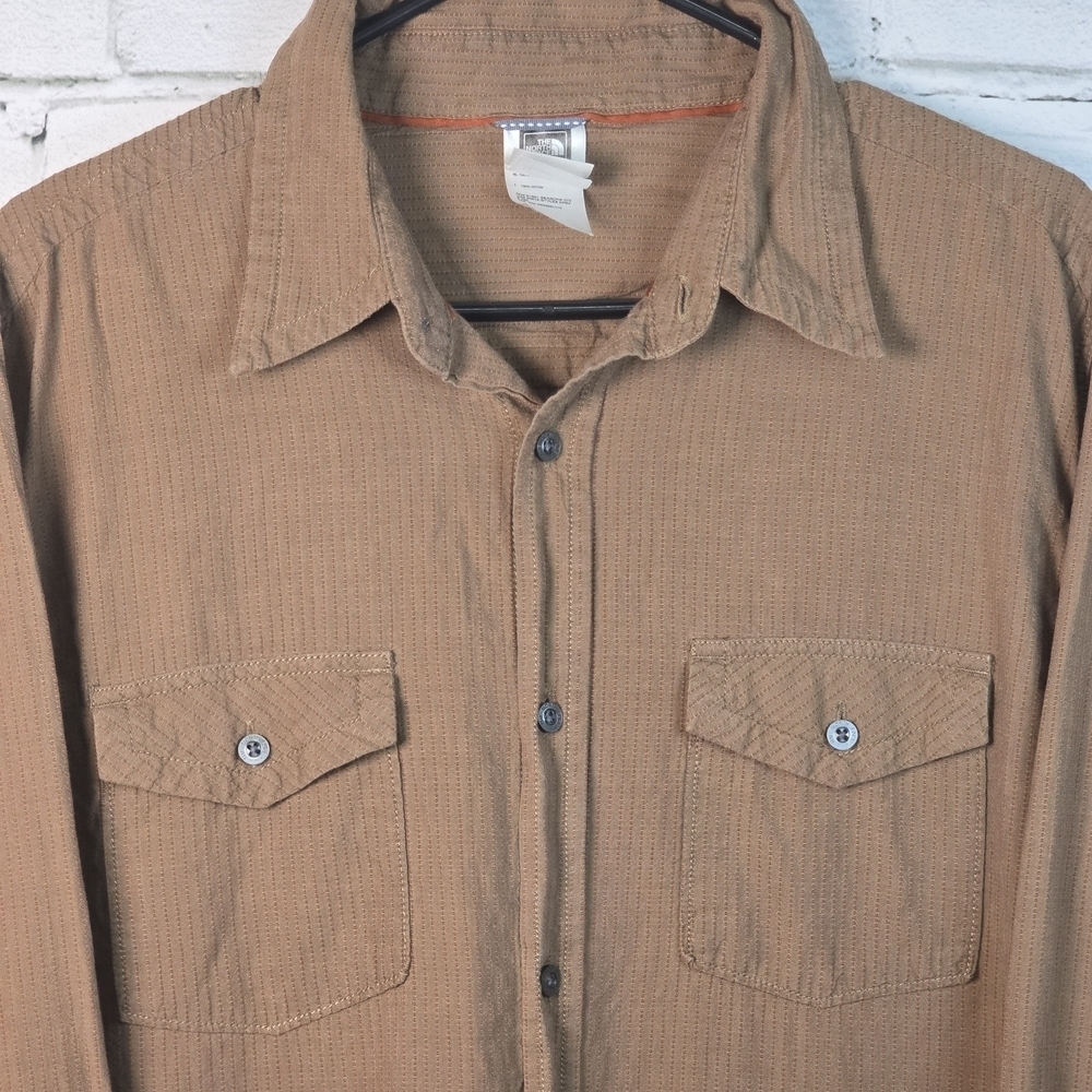 THE NORTH FACE MENS BUTTON DOWN SHIRT LONG SLEEVE DARK TAN LARGE - Picture 4 of 8